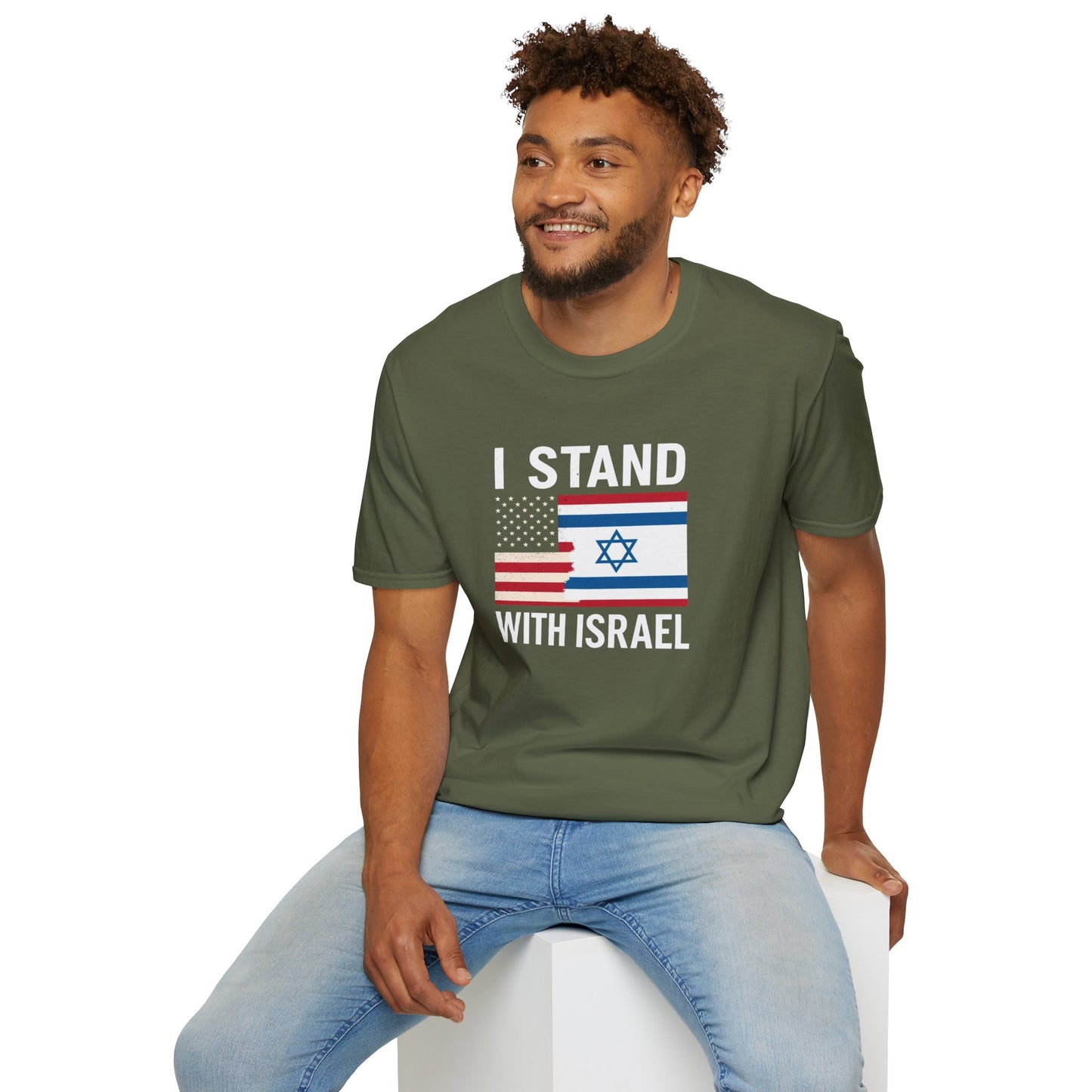 Show your solidarity with this striking “I Stand With Israel” Unisex Softstyle T-Shirt.