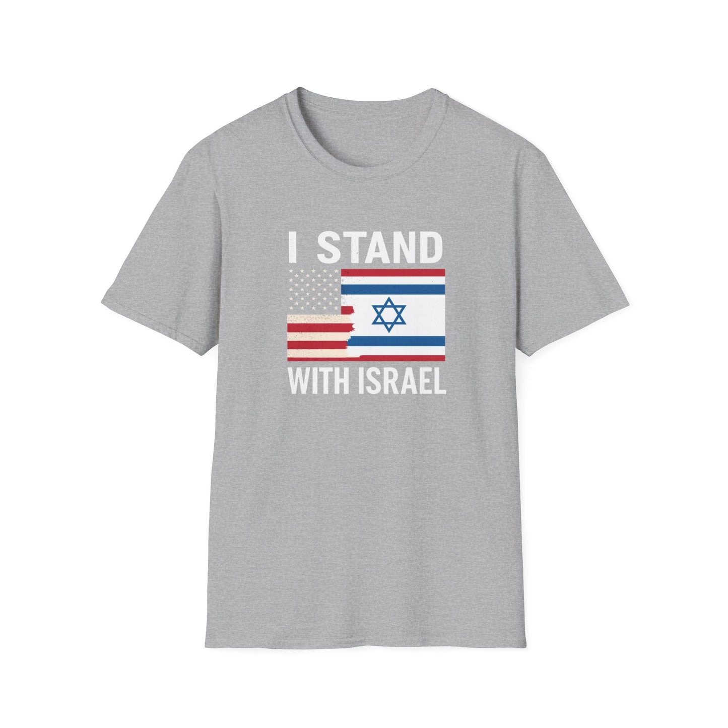 Show your solidarity with this striking “I Stand With Israel” Unisex Softstyle T-Shirt.