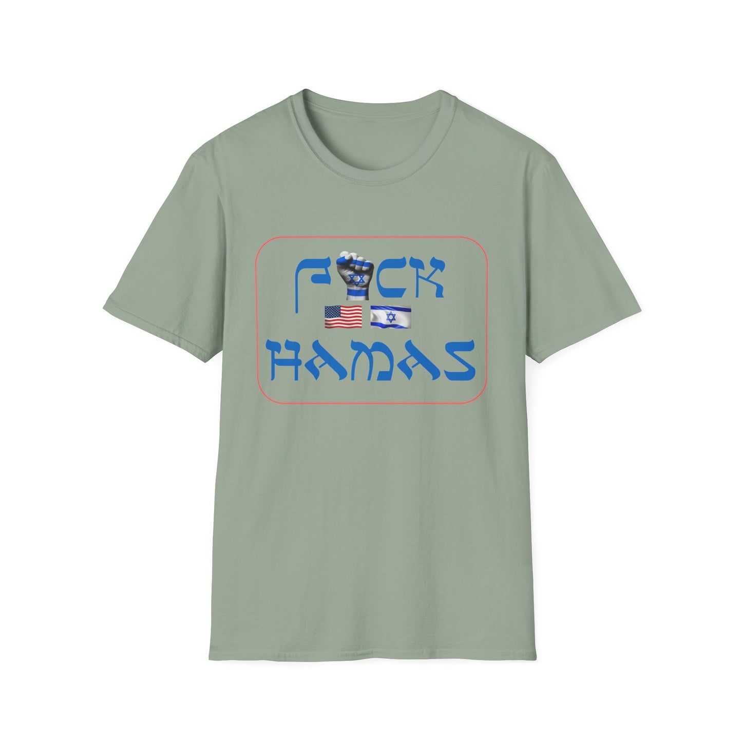 Unisex Softstyle T-Shirt: FXCK HAMAS WITH FLAGS